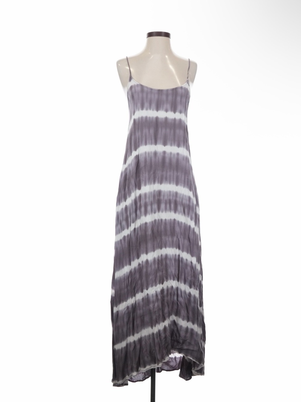 LA MIEL Gray & White Tie-Dye Spaghetti-Strap Maxi Dress